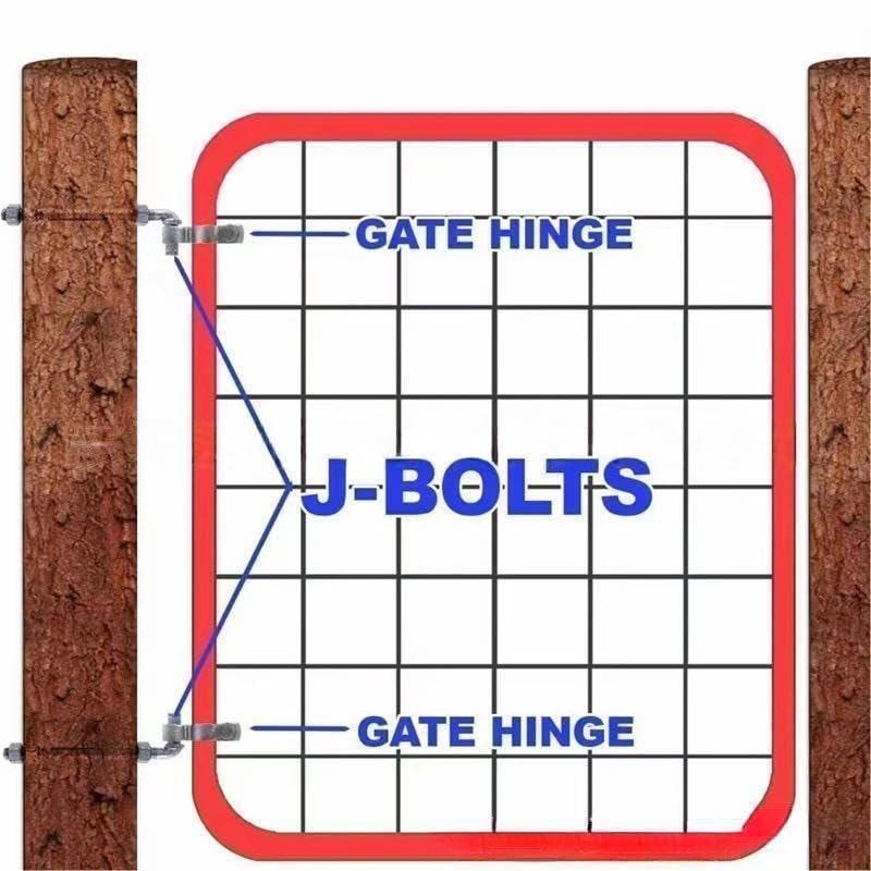 Dailydanny J-Bolt Post Hinge with 5/8"" Hinge Pin Galvanized Post Gate Hinge for Chain Link Fence, Washers & Nuts Included (8"" (4 Pcs)) - Image 3